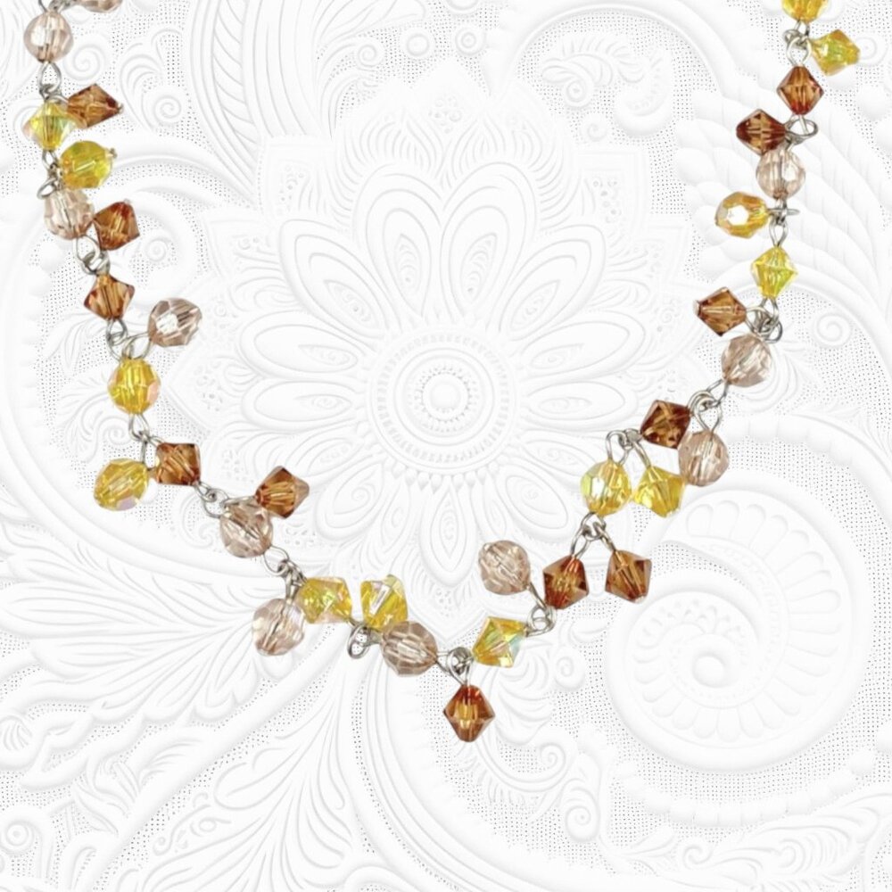Latasia Faceted Beaded Necklace Dainty Boho Lightweight Feminine Faux Crystal